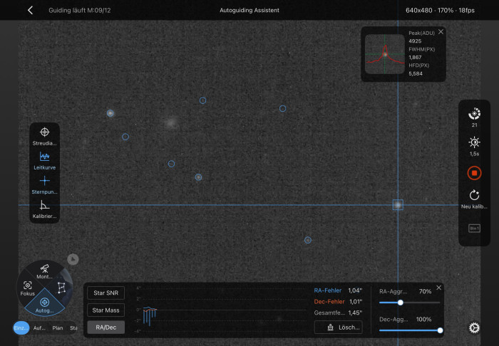 Autoguiding mit dem Stellavita-Astrocomputer (Screenshot: Mario Keller)