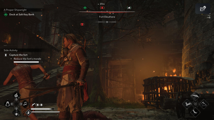 Auch an Land, etwa bei der Eroberung von Befestigungen, sorgen die hervorragenden Beleuchtungseffekte, der Sound von Musketen und Säbeln sowie der hohe Chaosfaktor für dichte Atmosphäre (Bild: Ubisoft / Screenshot: Golem).