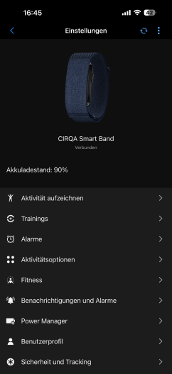 Das Optionsmenü von Cirqa ist erstaunlich umfangreich. (Bild: Garmin / Screenshot: Golem)