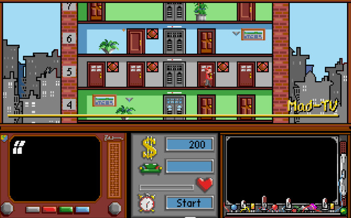 Der erste Gang in der 2D-Fernsehstation von Mad TV führt in das Büro des Chefs. (Bild: Rainbow Arts; Screenshot: Medienagentur Plassma/Olaf Bleich)