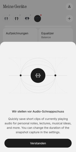 Die Funktion Audio-Schnappschuss ist eine Besonderheit der Ear (3a). (Bild: Nothing/Screenshot: Golem)