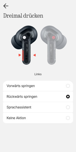 Diese Geste der Ear (3a) lässt sich kaum anpassen. (Bild: Nothing/Screenshot: Golem)