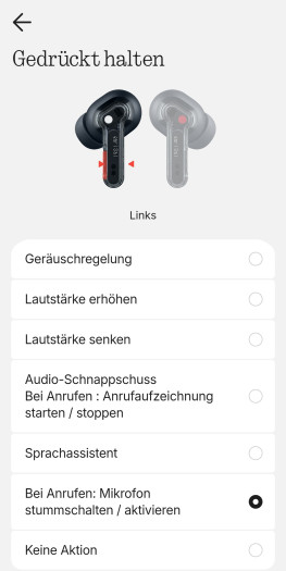 Diese Geste der Ear (3a) erlaubt viele Anpassungen. (Bild: Nothing/Screenshot: Golem)