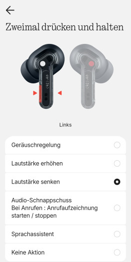 Diese Geste der Ear (3a) erlaubt viele Anpassungen. (Bild: Nothing/Screenshot: Golem)