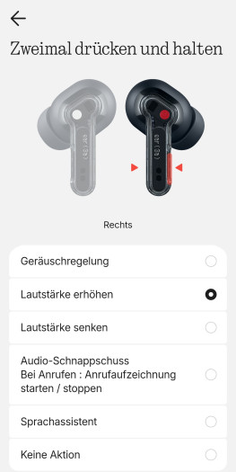 Diese Geste der Ear (3a) erlaubt viele Anpassungen. (Bild: Nothing/Screenshot: Golem)