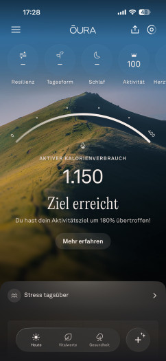 Die Startseite der Oura-App (iOS). (Bild: Oura / Screenshot: Golem)