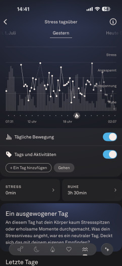 Stresskurve bei Oura (Bild: Oura / Screenshot: Golem)