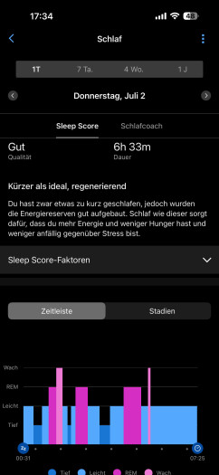 Schlaf bei Garmin. (Bild: Oura / Screenshot: Golem)
