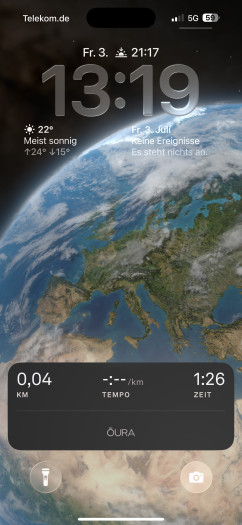 Mit dem Widget kann man direkt vom Startbildschirm zur Aktivitätenkontrolle. (Bild: Oura / Screenshot: Golem)