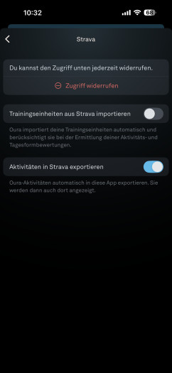 Der Import und Export von und zu Strava ist vorbildlich gelöst. (Bild: Oura / Screenshot: Golem)
