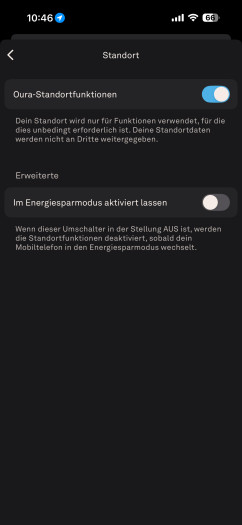 Standortdaten kann man frei ein- und ausschalten. (Bild: Oura / Screenshot: Golem)