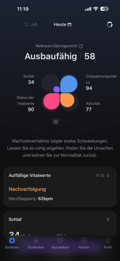 Die Startseite der Ringconn-App mit dem Kleeblatt (Bild: Ringconn / Screenshot: Golem)