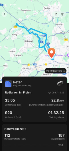 So sieht eine Aktivität mit GPS-Dateien aus. (Bild: Ringconn / Screenshot: Golem)
