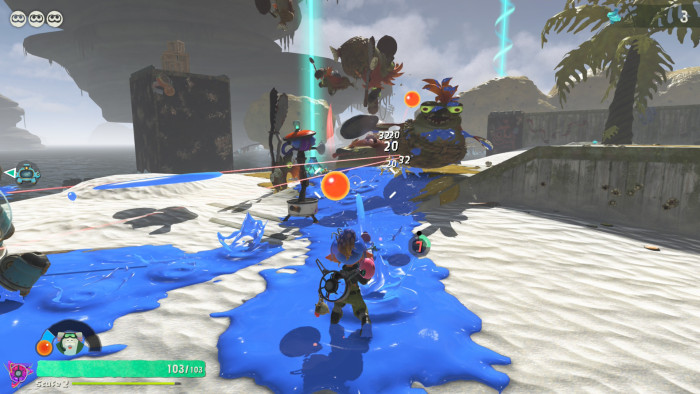 Die Farbe auf dem Boden ist gleichzeitig Munition. (Bild: Nintendo / Screenshot: Golem)
