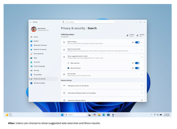 Neue Suche in Windows 11 (Bild: Microsoft)