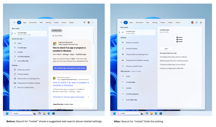 Neue Suche in Windows 11 (Bild: Microsoft)