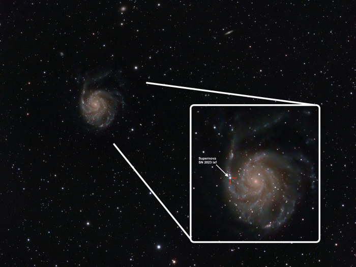 Aufnahme der Supernova SN 2023 ixf durch den Autor, circa sechs Tage nach deren Entdeckung (Bild: Mario Keller)