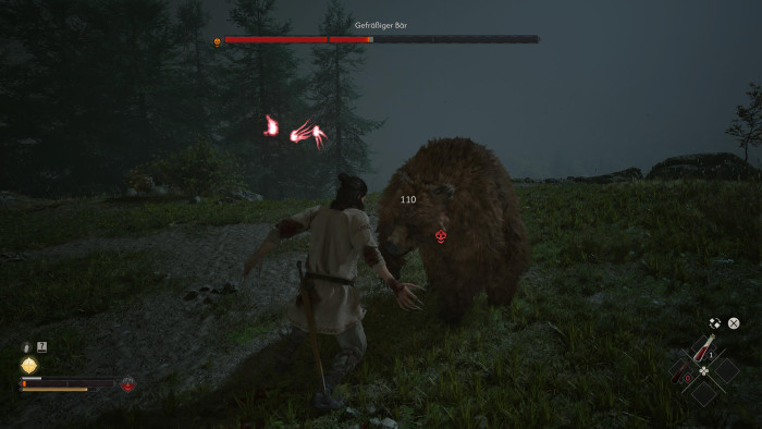 Ein großer Bär - der aber für die Krallen von Vampir-Coen kein großes Problem darstellt. (Bild: Revel Wolves / Screenshot: Golem)