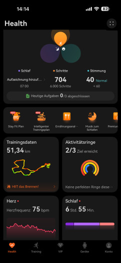 Die Startseite der Huawei-Health-App. (Bild: Huawei / Screenshot: Golem)