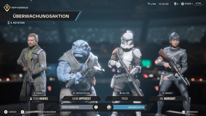 Vor den Missionen stellen wir unseren Söldnertrupp zusammen. (Bild: EA / Screenshot: Golem)