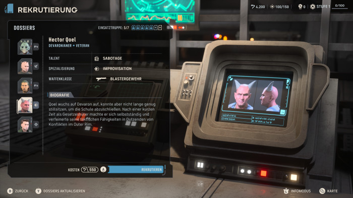 Über dieses Terminal heuern wir neue Söldner an. (Bild: EA / Screenshot: Golem)