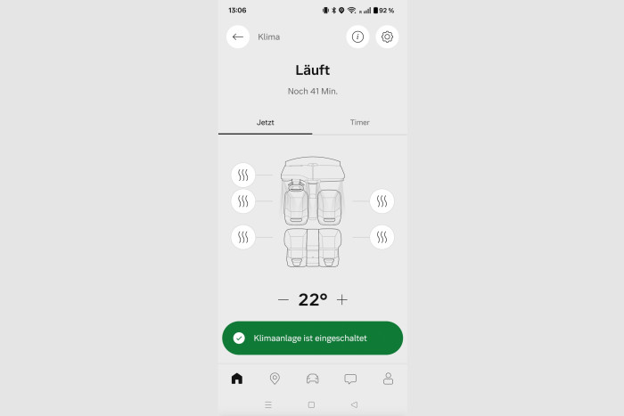 Der EX90 lässt sich per Handy vorklimatisieren. (Screenshot: Golem)