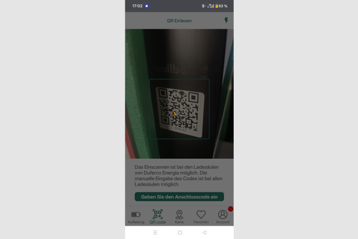 Im Gegensatz zur App von Plenitude lassen sich mit D-Mobility QR-Codes einlesen. (Screenshot: Golem)