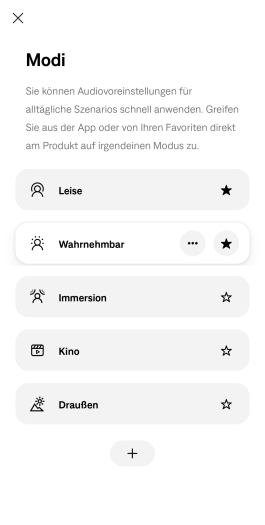 Für den Quiet Comfort Kopfhörer 2 lassen sich viele ANC-Modi anlegen. Die Favoriten können mit der Taste am Kopfhörer gewechselt werden. (Bild: Bose/Screenshot: Golem)