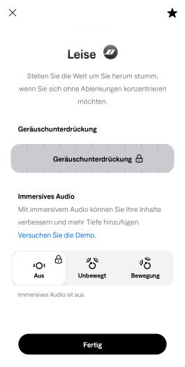 Im Leise-Modus gibt es keinen Anti-Wind-Schalter. (Bild: Bose/Screenshot: Golem)
