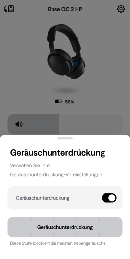Beim Quiet Comfort Kopfhörer 2 kann die ANC-Technik bei Bedarf komplett deaktiviert werden. (Bild: Bose/Screenshot: Golem)