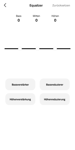 Der Equalizer für den Quiet Comfort Kopfhörer 2 ist sehr spartanisch. (Bild: Bose/Screenshot: Golem)
