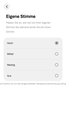 Wenn die Verstärkung für die eigene Stimme aktiviert wird, verringert sich die ANC-Leistung des Quiet Comfort Kopfhörers 2. (Bild: Bose/Screenshot: Golem)