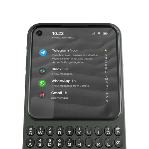 Startbildschirm des Communicator-Smartphones (Bild: Clicks)