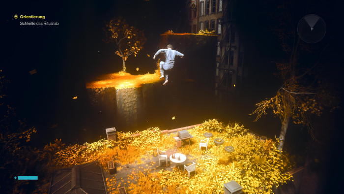 Diese goldenen Wege und Plattformen sind quasi das Tutorial. (Bild: Remedy / Screenshot: Golem)