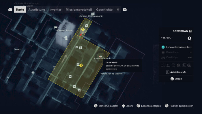 Auf der Karte markieren Symbole die wichtigen Orte. (Bild: Remedy / Screenshot: Golem)