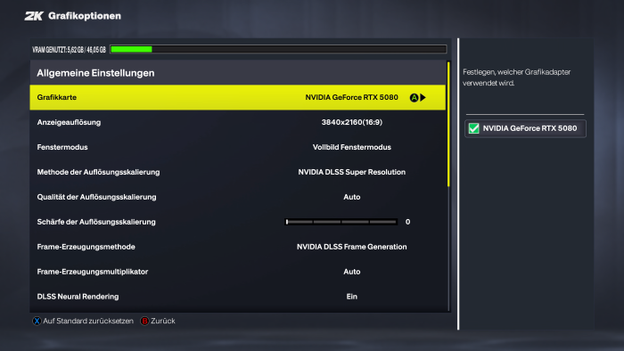 Grafikmenü NBA 2K27 (Bild: 2K Games / Screenshot: Golem)