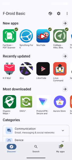 Die Discover-Sektion des neuen F-Droid 2.0 (Bild: F-Droid)