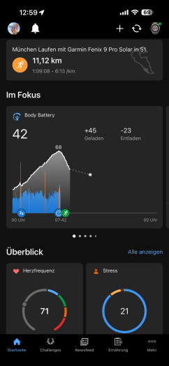 Die altbekannte Startseite von Garmin Connect. (Bild: Garmin/Screenshot: Golem)
