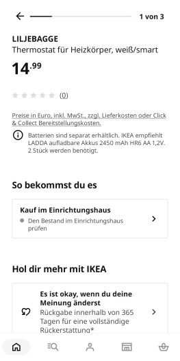 Liljebagge ist bereits in der Ikea-Smartphone-App gelistet. (Bild: Ikea/Screenshot: Golem)