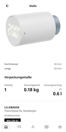 Liljebagge ist bereits in der Ikea-Smartphone-App gelistet. (Bild: Ikea/Screenshot: Golem)