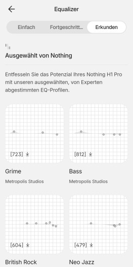 Diese vorgegebenen Equalizer-Profile gibt es für den Headphone (1) Pro. (Bild: Nothing/Screenshot: Golem)