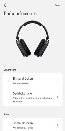 Die meisten Tastenbelegungen am Headphone (1) lassen sich nicht ändern. (Bild: Nothing/Screenshot: Golem)