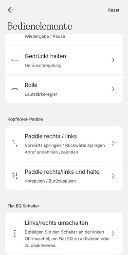 Die meisten Tastenbelegungen am Headphone (1) lassen sich nicht ändern. (Bild: Nothing/Screenshot: Golem)