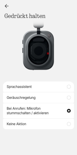 Nur die eine Außentaste erlaubt eine Umbelegung und damit können zwei Befehle ausgelöst werden. (Bild: Nothing/Screenshot: Golem)