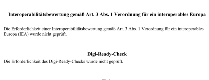 "Mit dem 'Digi-Ready-Check' [...] wird analysiert, ob neue gesetzliche Regelungen für eine vollständig digitale Umsetzung geeignet sind", heißt es auf der Website des Bundeskanzleramts. Die Interoperabilitätsprüfung ist eine Auflage des Interoperable-Europe-Act der EU. (Screenshot: Erich Moechel)