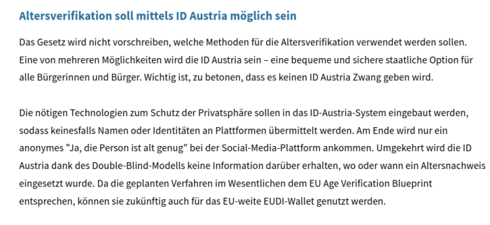 Im Staatssekretariat für Digitalisierung hat sich noch nicht herumgesprochen, dass es keine ID-Provider für ein solches Verfahren gibt. Zudem wird dort behauptet, "das Gesetzesvorhaben setzt bei der Verantwortung der Plattformen an", dabei ist das Gegenteil der Fall. (Screenshot: Erich Moechel)
