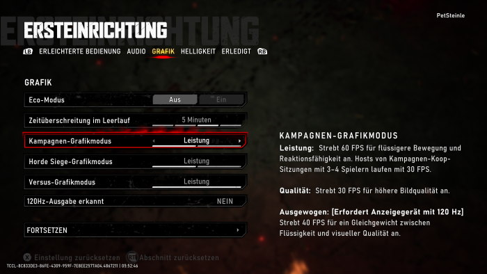 Auf der Xbox Series X haben wir die Wahl zwischen drei Grafikmodi. (Bild: Microsoft / Screenshot: Golem)